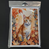 Ural Rex Cat in Fall Leaves Greeting Cards Pack of 8