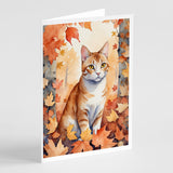 Ural Rex Cat in Fall Leaves Greeting Cards Pack of 8