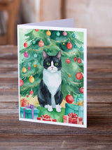 Chantilly Tiffany Cat By the Christmas Tree Greeting Cards Pack of 8