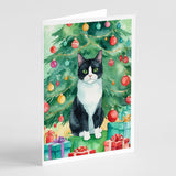 Chantilly Tiffany Cat By the Christmas Tree Greeting Cards Pack of 8