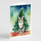 Dwelf Cat By the Christmas Tree Greeting Cards Pack of 8