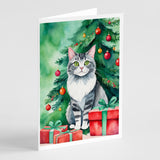 Foldex Exotic Fold Cat By the Christmas Tree Greeting Cards Pack of 8