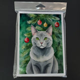 Korat Cat By the Christmas Tree Greeting Cards Pack of 8