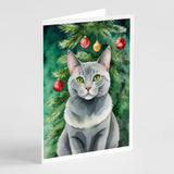 Korat Cat By the Christmas Tree Greeting Cards Pack of 8