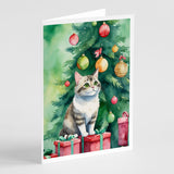 Li Hua Cat By the Christmas Tree Greeting Cards Pack of 8