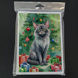 Lykoi Cat By the Christmas Tree Greeting Cards Pack of 8