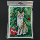 Oregon Rex Cat By the Christmas Tree Greeting Cards Pack of 8