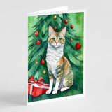 Oregon Rex Cat By the Christmas Tree Greeting Cards Pack of 8