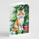 Skookum Cat By the Christmas Tree Greeting Cards Pack of 8