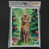 Sokoke Cat By the Christmas Tree Greeting Cards Pack of 8