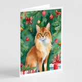 Somali Cat By the Christmas Tree Greeting Cards Pack of 8