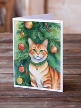 Suphalak Cat By the Christmas Tree Greeting Cards Pack of 8