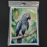 African Grey Parrot Greeting Cards Pack of 8