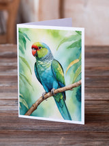 African Ringneck Parrot Greeting Cards Pack of 8