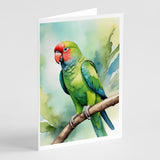 African Ringneck Parrot Greeting Cards Pack of 8