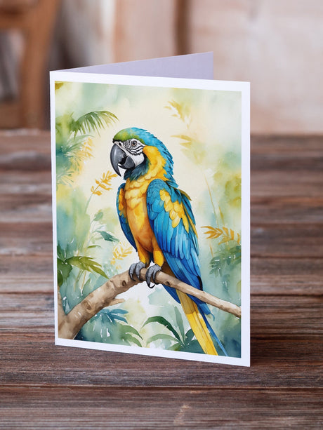 Blue and Gold Macaw Greeting Cards Pack of 8