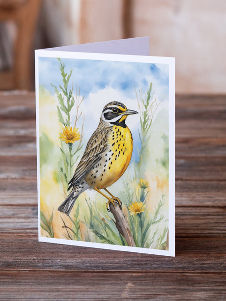 North Dakota Western Meadowlark Greeting Cards Pack of 8