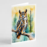 Great Horned Owl Greeting Cards Pack of 8