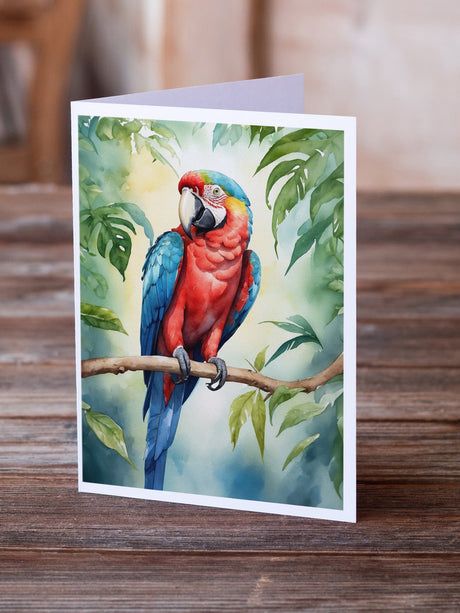 Macaw Parrot Greeting Cards Pack of 8