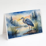 Blue Heron Emerging as the day fades Greeting Cards Pack of 8