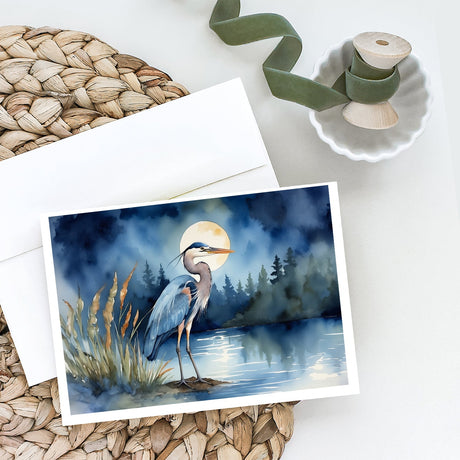 Blue Heron Under the Moonlight Greeting Cards Pack of 8