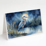 Blue Heron Under the Moonlight Greeting Cards Pack of 8