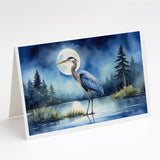 Blue Heron Under the Moonlight Greeting Cards Pack of 8