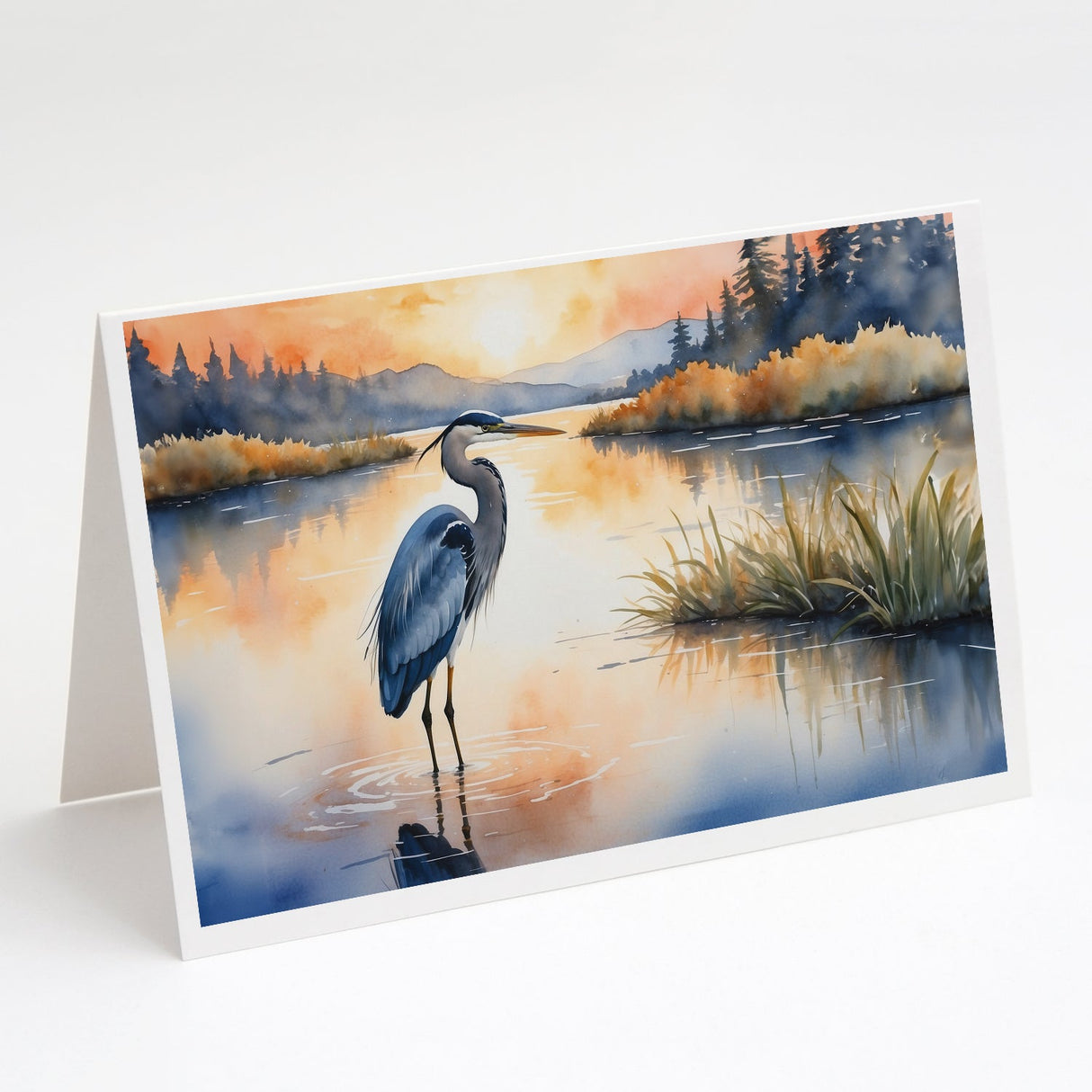 Blue Heron in the Golden Hour Greeting Cards Pack of 8