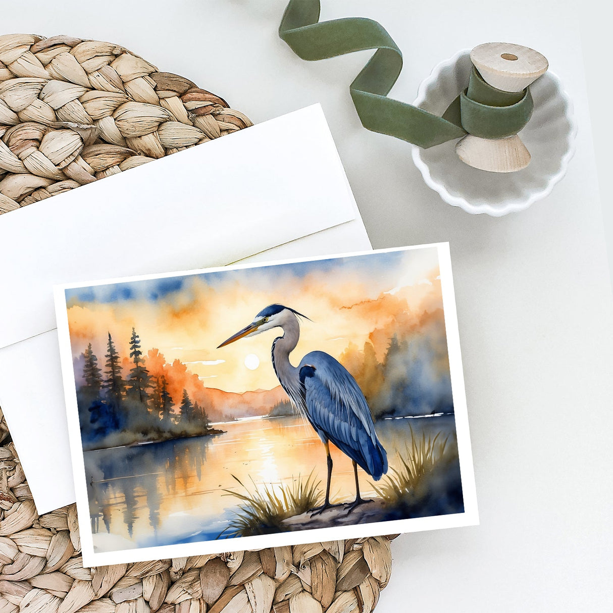 Blue Heron in the Golden Hour Greeting Cards Pack of 8