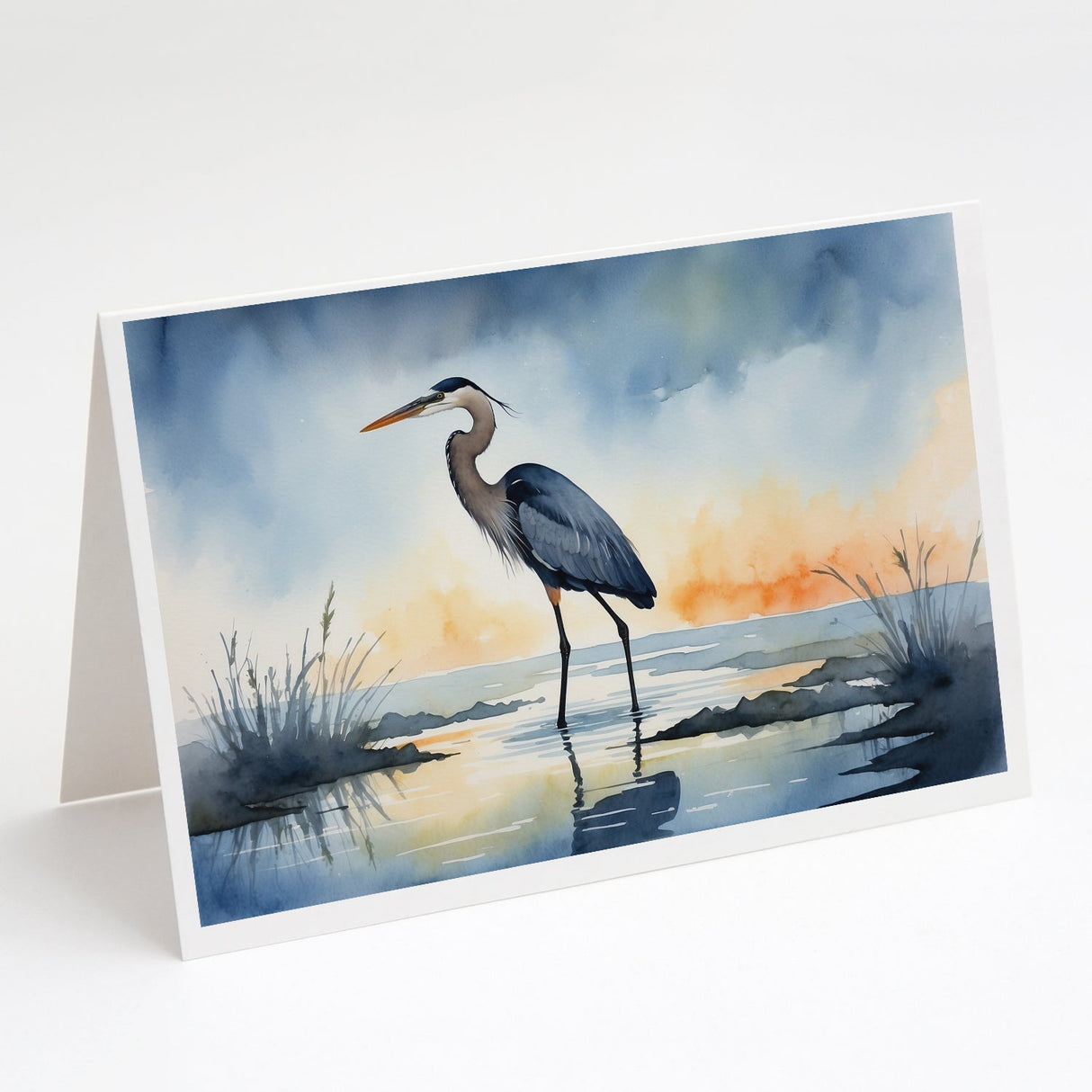 Blue Heron Barely Lit Sky Greeting Cards Pack of 8