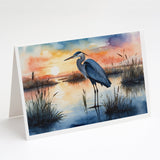 Blue Heron Setting Sun Greeting Cards Pack of 8