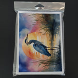 Blue Heron Setting Sun Greeting Cards Pack of 8