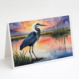 Blue Heron Setting Sun Greeting Cards Pack of 8