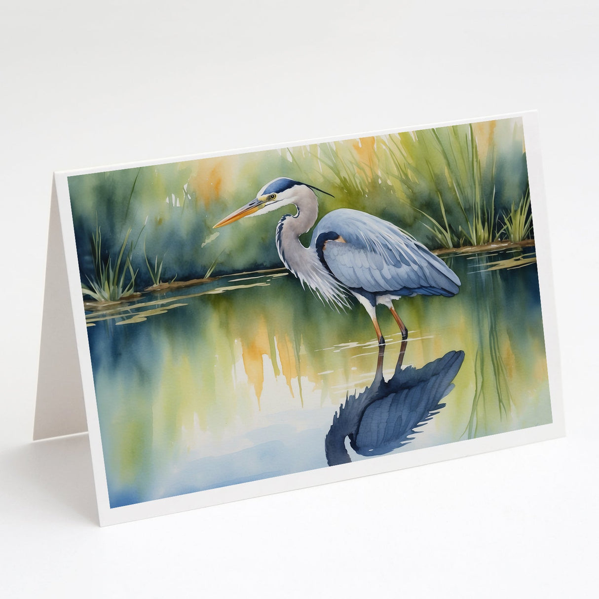 Blue Heron Stalking Prey Greeting Cards Pack of 8