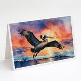 Pelican Fiery Sunset Greeting Cards Pack of 8