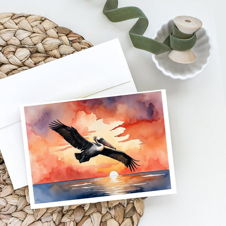 Pelican Fiery Sunset Greeting Cards Pack of 8