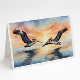 Pelicans Flying Greeting Cards Pack of 8