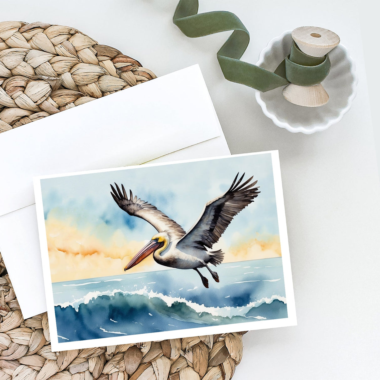 Pelican Soaring Greeting Cards Pack of 8