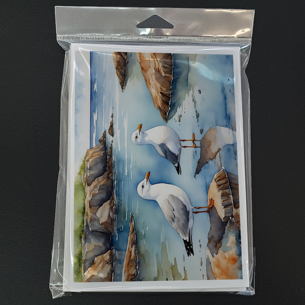 Gulls Scavenging Greeting Cards Pack of 8