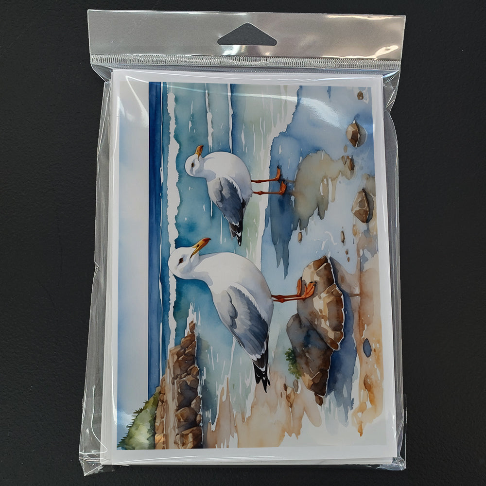 Gulls Scavenging Greeting Cards Pack of 8