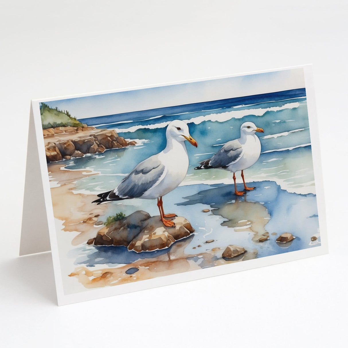 Gulls Scavenging Greeting Cards Pack of 8