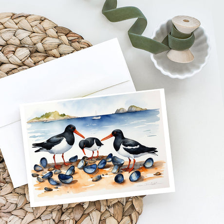 Oystercatchers Feeding Greeting Cards Pack of 8