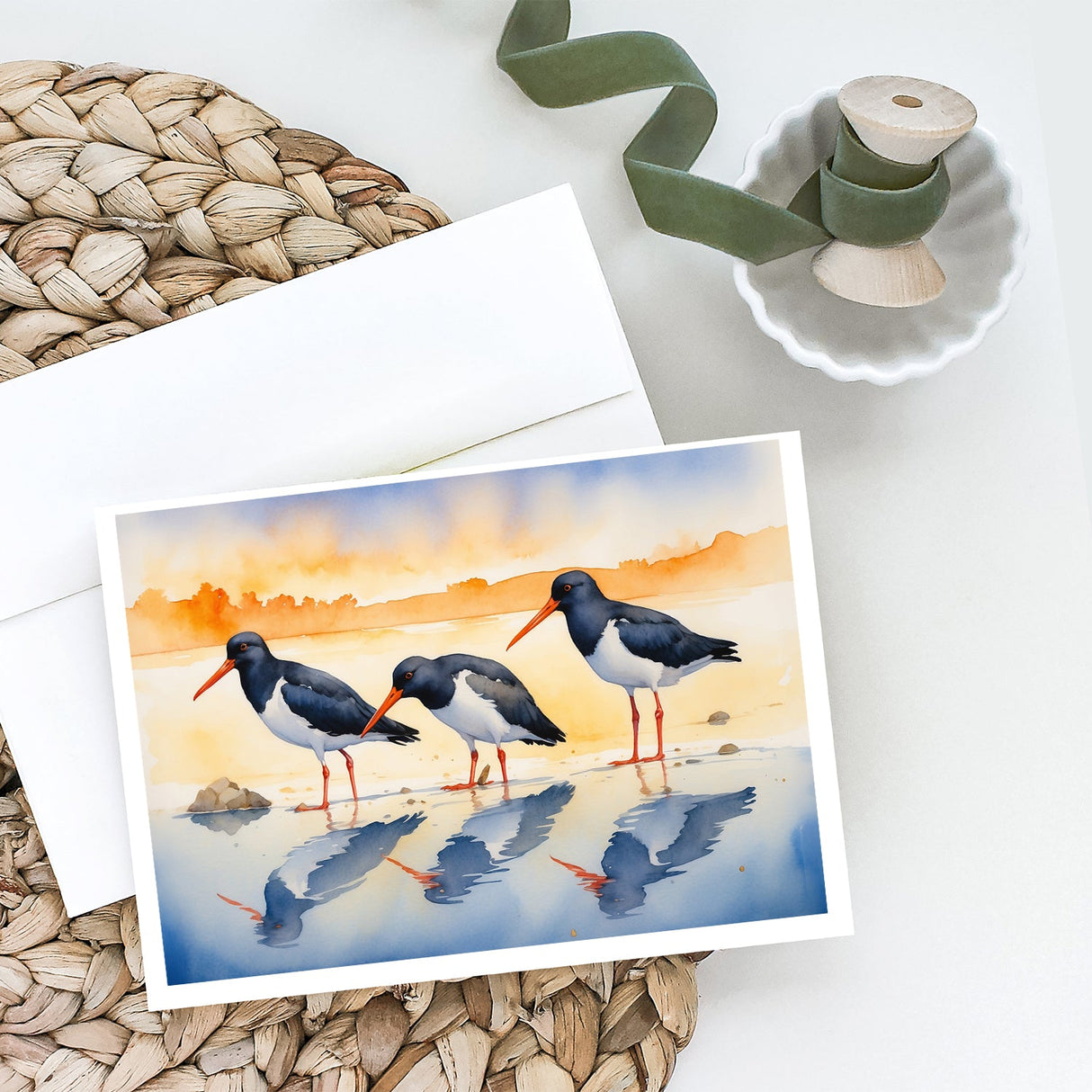 Oystercatchers Foraging Greeting Cards Pack of 8