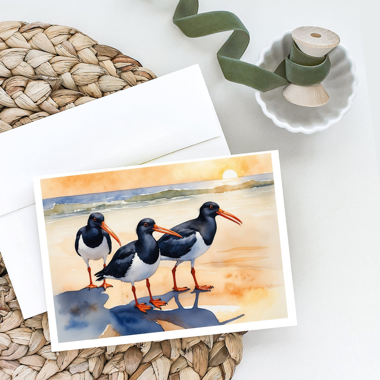 Oystercatchers Foraging Greeting Cards Pack of 8