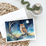 Owl Perched in Coastal Tree Greeting Cards Pack of 8