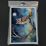 Owl Perched in Coastal Tree Greeting Cards Pack of 8