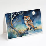 Owl Perched in Coastal Tree Greeting Cards Pack of 8