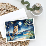 Owl Perched in Coastal Tree Greeting Cards Pack of 8