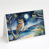 Owl Perched in Coastal Tree Greeting Cards Pack of 8