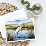 Snowy Egret in Coastal Marshes Greeting Cards Pack of 8